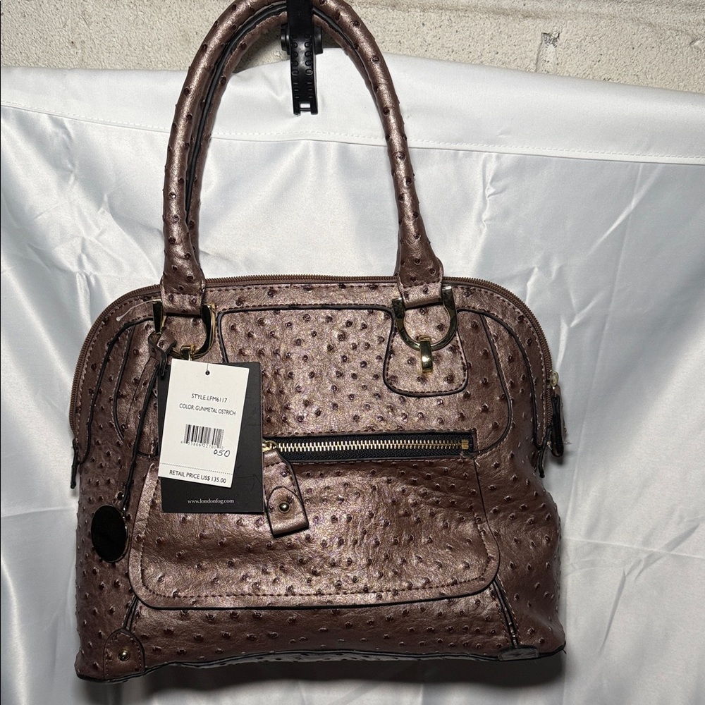 London Fog Textured Brown Satchel